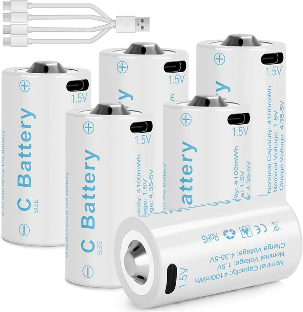 winbasic USB Rechargeable Batteries (6Pack, C)