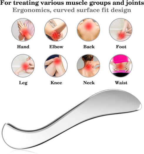 Rylpoint 3 1 in Guasha Massage Tool, Grade Stainless Steel Scraping Tool for Soft Tissue Upgrade Physical Therapy