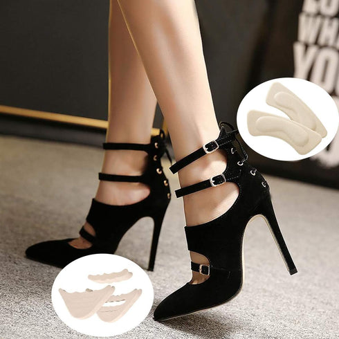 4 Pairs Adjustable Shoe Filler and Heel Grip Liner Inserts, Reusable Toe Plug Foot Brace Pads for Men and Women