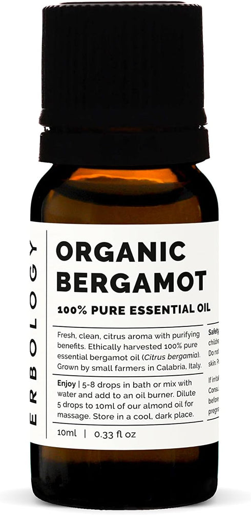 Erbology Organic Pure Bergamot Essential Oil, 0.34 fl oz, Cleansing & Uplifting from Italy