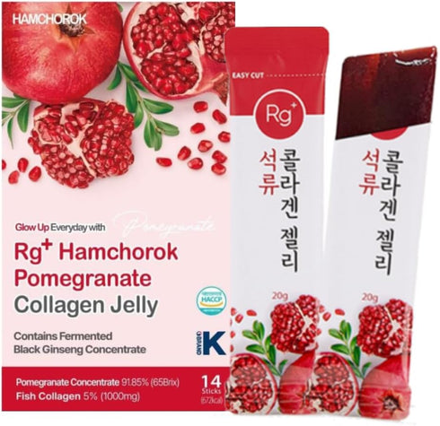 Rg+ Pomegranate Collagen Jelly (20gx14stick), Anti-Ageing Korean-Beauty, 360DA Marine Collagen + Vitamin C&E