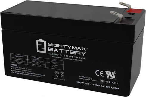 Mighty Max ML1.3-12 - 12 Volt 1.3 AH, F1 Terminal, Rechargeable SLA AGM Battery