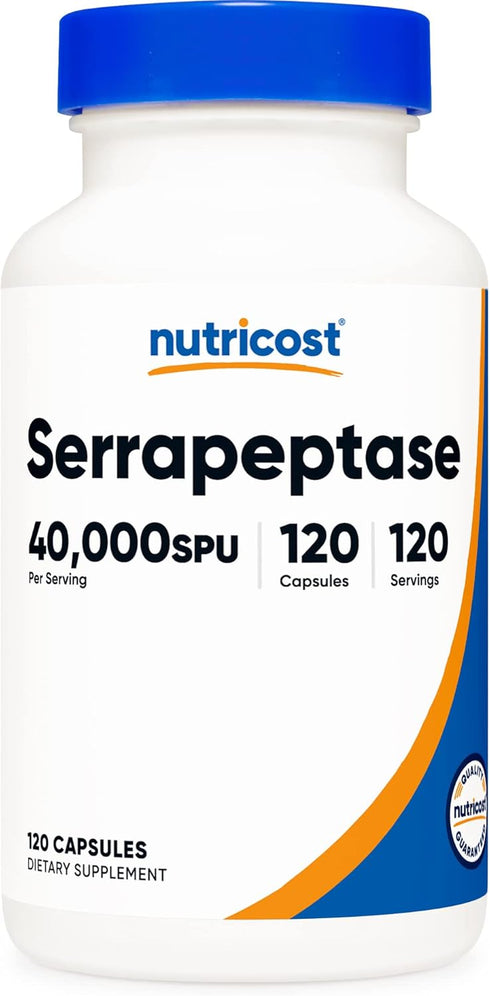 Nutricost Serrapeptase 40,000 SPU, 120 Capsules - Gluten Free, Non-GMO, Vegetarian Friendly