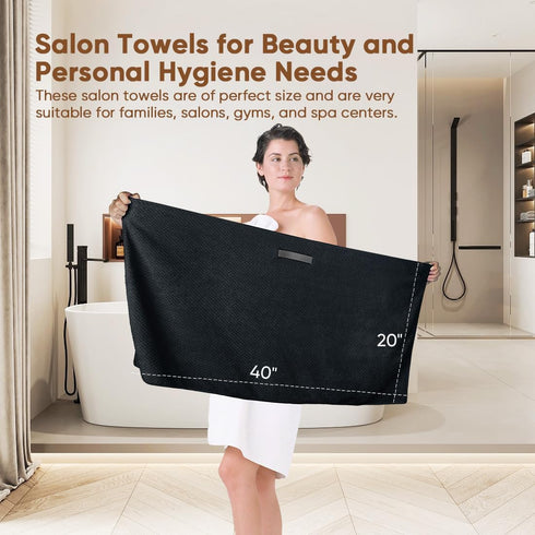 HOMEXCEL Black Microfiber Hair Towels, 5 Pack, 40 x 20 Inches - Super Soft & Absorbent for Hair Care