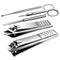 Manicure Pedicure Kit - 5 Pieces Nail Clippers Set for Fingernails & Toenails with Travel Case (Gray/Black_A)