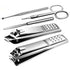 Manicure Pedicure Kit - 5 Pieces Nail Clippers Set for Fingernails & Toenails with Travel Case (Gray/Black_A)