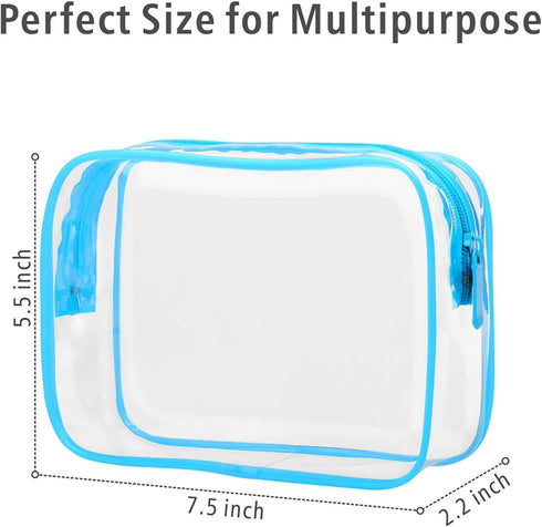 PACKISM TSA Approved Clear Makeup Bag - Waterproof Quart Size Travel Cosmetic Bag for Women, 3 Pack, Airline Compliant