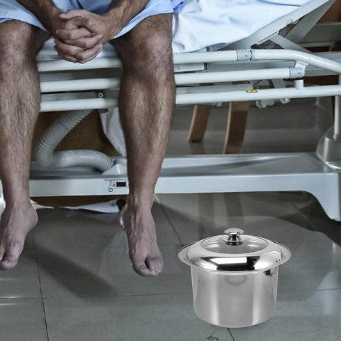 Portable Stainless Steel Spittoon Urinal - Easy to Clean Bedside Potty