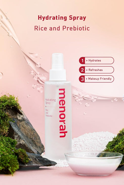 menorah skincare Hydrating Spray - Soothing Facial Spray with Rice and Prebiotic, Hydrating Toner for All Skin Types