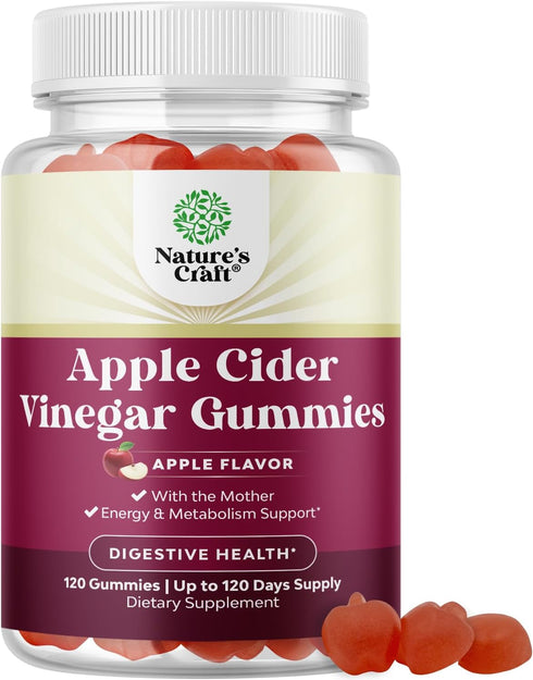 ACV Apple Cider Vinegar Gummies - Natural Energy Supplement ACV with Mother