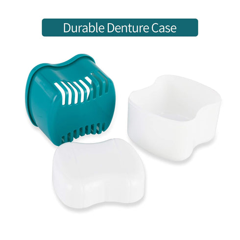 Annhua Retainer Cleaning Case - Large Partial Denture Case with Strainer, ABS Travel Cups for Soaking Dentures