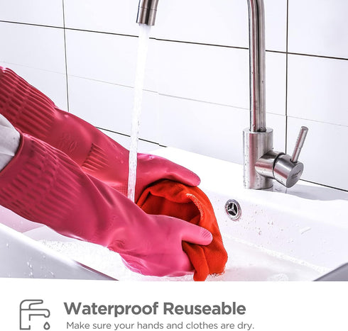 IUCGE 3 6 Rubber dishwashing gloves or Pairs for kitchen,Cleaning washing dish gloves long for household reuseable