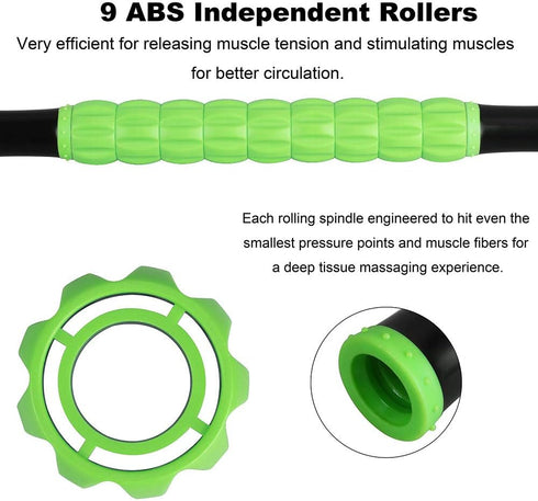 Yansyi Muscle Roller Stick for Athletes Body Massage Roller Stick for Myofascial Trigger Points and Recovery Green