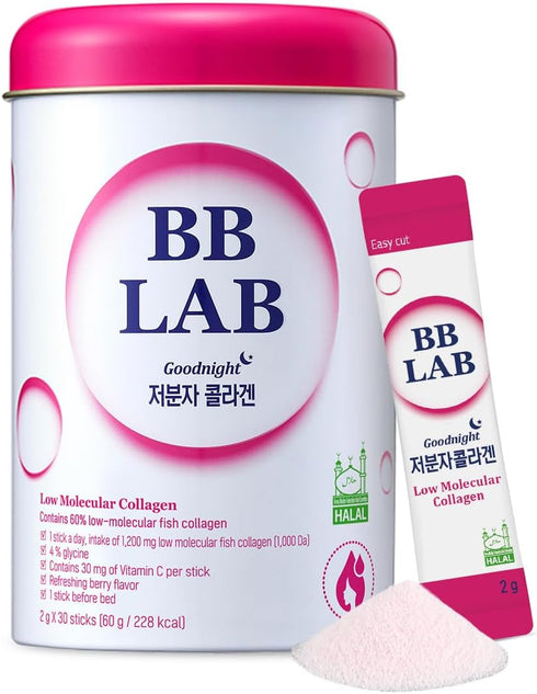 BB LAB Good Night Low Molecular Collagen Powder Stick Supplement, Halal Certified, 30 Sticks