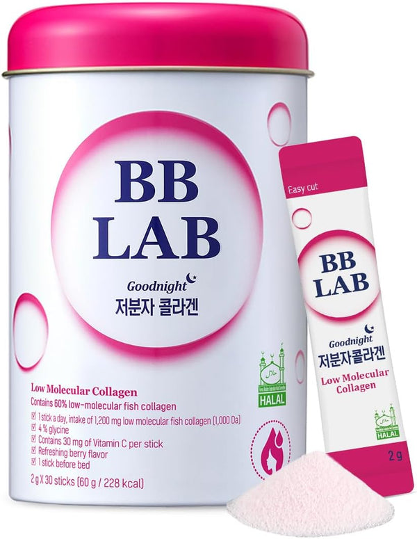 BB LAB Good Night Low Molecular Collagen Powder Stick Supplement, Halal Certified, 30 Sticks