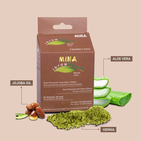 MINA ibrow Hair Color Pack & Coloring Tint Kit - Up to 6 Weeks, Blonde + Brush