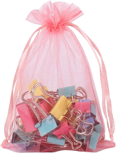 YQL 100PCS Blush Pink Organza Bags 4x6, Mesh Gift Favor Bags, Jewelry Pouches, Wedding Party Valentine Gift