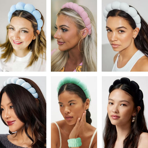 Spa Headbands for Washing Face, Wristband Set, Sponge Makeup Skincare Headband, Soft Terry Towel Cloth for Women
