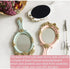Nerien Handheld Mirror, Vanity Makeup Mirror, Travel Metal Cosmetic Mirror, Oval Embossed Rose Design, Pink