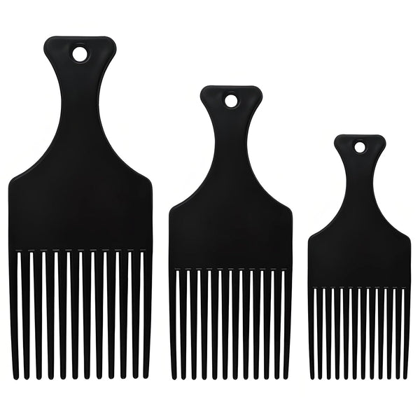 3pcs Wide Comb Set, Black Barber Hair Wide-tooth Combs for Thick Hair Styling, Plastic Molding Hairdressing Tools