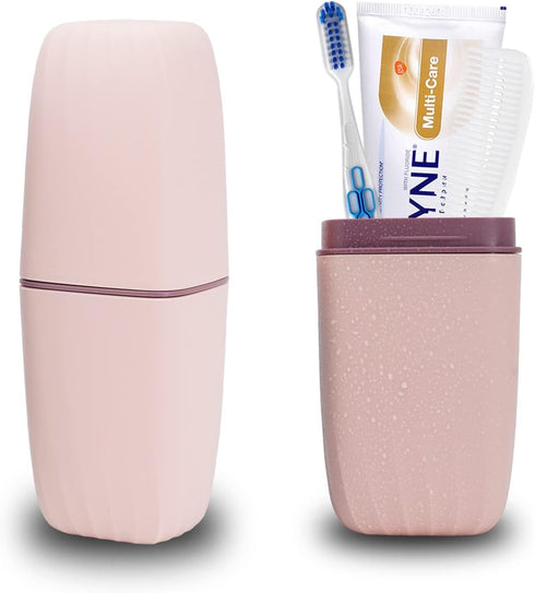 Toothbrush Cup Holder with Cover, Portable Toothbrush Case and Carrier for Bathroom, School, Business Trip