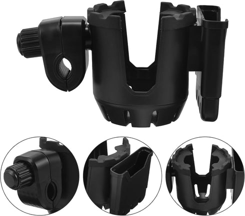 Rotatable Elderly Walker Cup Holder Compatible with Wheelchairs Strollers and Bed Rails Opening Drink Holder