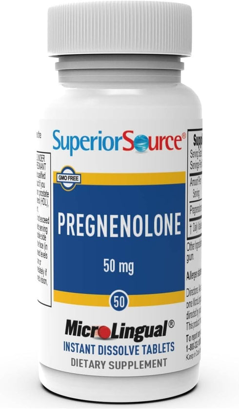 Superior Source Pregnenolone 50 mg - Hormonal & Brain Health Support Supplement - 50 Instant Dissolve Tablets