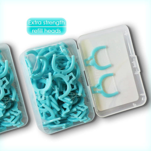 T.Smile 5-inch (1 100 NoFuss Dental Flosser Kit, Long Handle & Refill Heads, Extra-Strength Floss for Comfortable