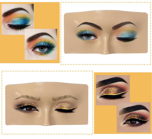 Makeup Mannequin Face with Practice Board, 3D Reusable Eye Makeup Face for Artists and Beginners