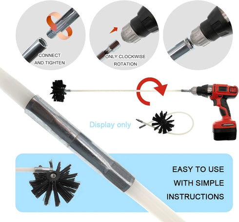 Dryer Vent Cleaner Kit, 20ft Flexible Lint Brush with Drill Attachment for Fast Cleaning