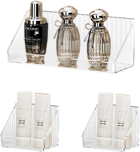 3 Pcs Medicine Cabinet Tray Organizer - Small Adhesive Bathroom Vanity Floating Shelves for Countertop Storage