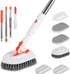 Floor Scrub Brush 3 in 1 - Tub Tile Floor Scrubber with 52 inch Long Handle, Detachable Replacement Brush Heads
