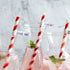 Webake Biodegradable Paper Straws Bulk 200 Red Striped Drinking Straws, Eco-Friendly Alternative for Parties