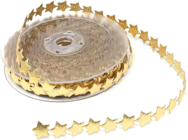 Honbay Sparkly Polyester Star Ribbon Trim - Gold for Wedding, Birthday, Valentine's Day, Gift Wrapping, DIY Crafts