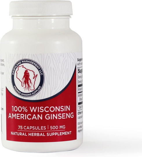 Dairyland American Ginseng Capsules, 75 ct (2000 mg) – Concentrated Wisconsin Ginseng Root Extract for Immune Support