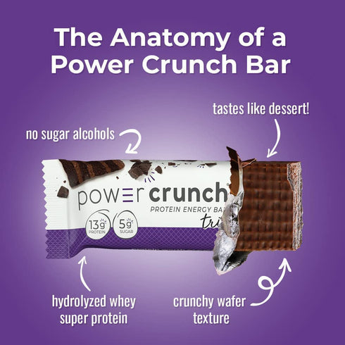 Power Crunch Protein Wafer Bars, Triple Chocolate, High Protein Snacks, 1.4 Ounce (12 Count)
