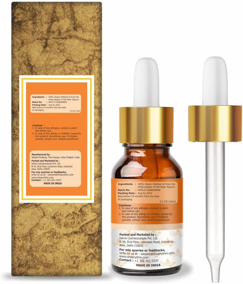 Crysalis White Pepper (Piper Nigrum L) Oil |100% Pure & Natural Undiluted Essential Oil - 15ml with Dropper