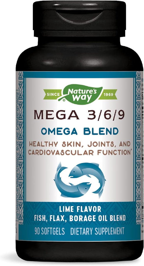 Nature's Way MEGA 3/6/9 Omega Blend, Non-GMO, Fish | Flax | Borage Oils, 90 Count