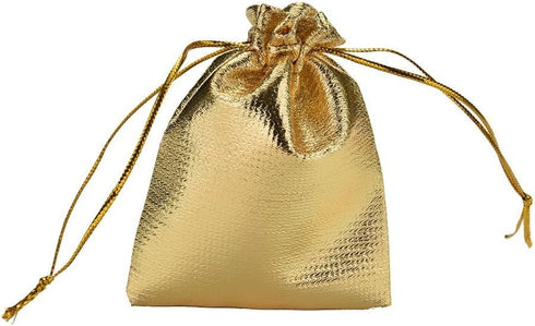 Wudygirl 100 PCS Drawstring Satin Bags Mixed Gold Silver, 3.54X4.72 inches for Jewelry Wedding Party