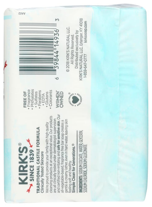 Kirks Soap Bar, Frag Free, 3pk
