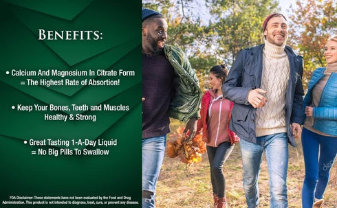 Tropical Oasis Liquid Calcium Magnesium - Natural Formula for Strong Bones - Liquid Vitamins with Calcium, Magnesium &