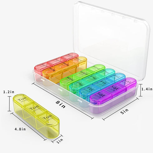 HFLYJPYW 3 7 Pill Organizer Times a Day, Weekly Pill Box Day, Daily Medicine Organizer Case to Hold Vitamins