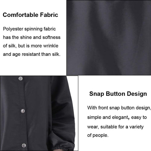 KAHOT Professional Barber Smock Stylist Jacket Cosmetology Uniform Hairdressing Cape Workwear Coveralls (Black, XL)