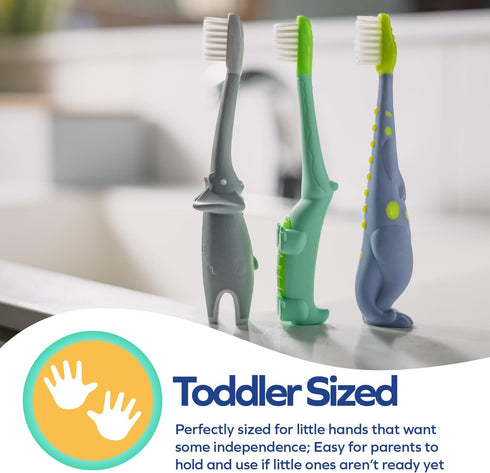 Dr. Talbot's Toddler Training Toothbrush for Kids, 2-Pack, 6+ Months, Alligator/Elephant