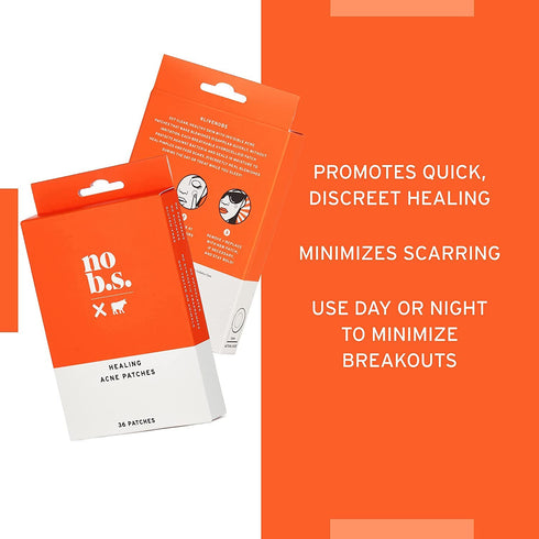 Healing Acne Patches No BS - Hydrocolloid Acne Spot Treatment to Prevent Scars, Invisible on All Skin Tones (36ct)