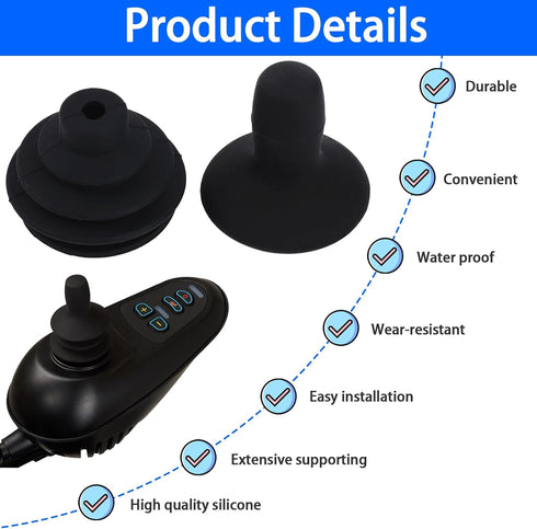 Trinkrittey 4 Pcs Wheelchair Joystick Button Cap Joystick Controller Knob and Gaiter Black Wheelchair Accessories
