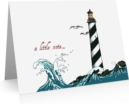 Quni Brand Lighthouse Note Cards. Lighthouse Thank You Cards. (24 cards with blank
