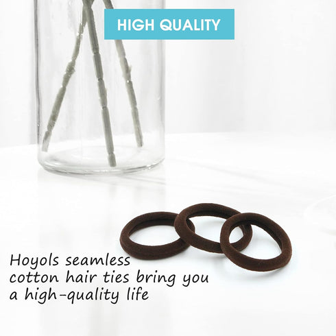 HOYOLS Soft Seamless Hair Ties, Dark Brown Stretch Elastic Ponytail Holders for Women, 100 Pcs (Espresso)