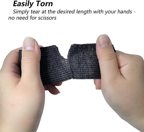 Nirvikalpa 12 Pack 2 Inches 5 (12 Count) Self Adhesive Bandage Wrap X Yards Black Athletic Tape Non-Woven Breathable