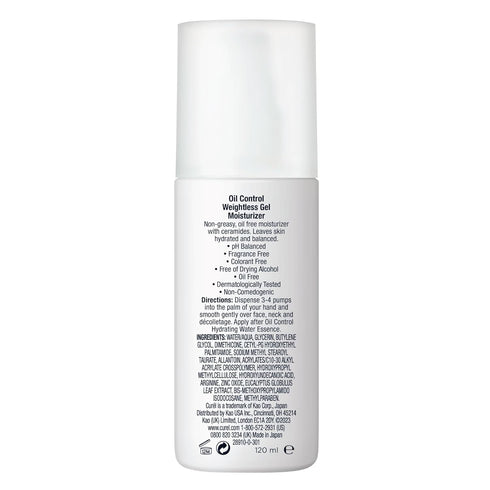 Curel Oil Control Weightless Gel Moisturizer - Fragrance-Free Gel Moisturizer for Dry, Sensitive Skin, 4 Oz